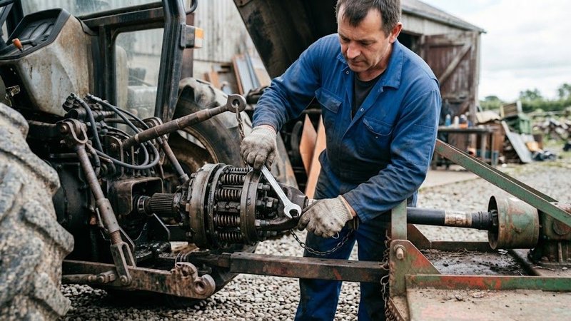 Регулировка фрикционной защитной муфты карданного вала сельхозтехники.