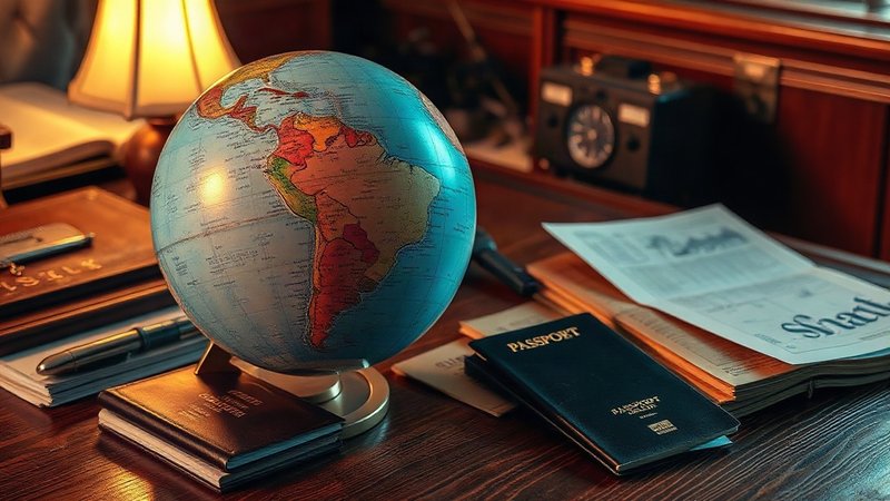 Аргентинский прорыв: южноамериканская страна готовит масштабную раздачу гражданства за капитал Глобус с подсветкой Южной Америки и стопка документов на деревянном ра